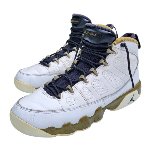 Air Jordan 9 Retro Big Statue GS 302359-109 White Black Militia Green Size 7Y - Picture 8 of 12